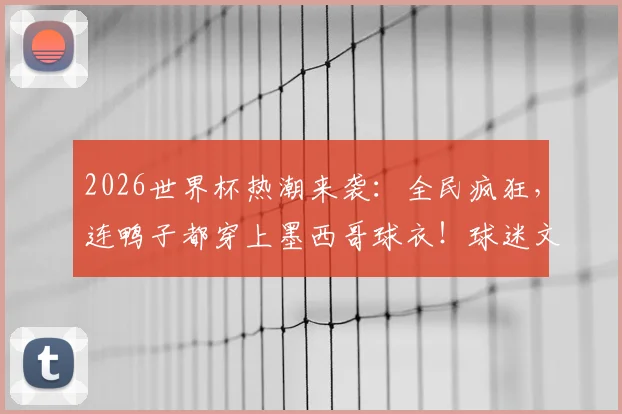 2026世界杯热潮来袭：全民疯狂，连鸭子都穿上墨西哥球衣！球迷文化大盘点